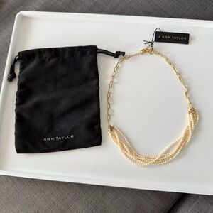 Ann Taylor Gold and Cream Pearl Beaded Necklace